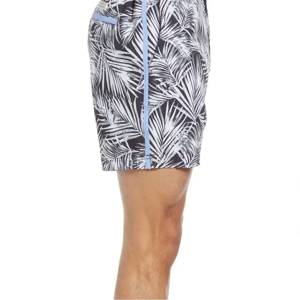 Fair Harbor Sextant Swim Trunk Inner Lined Swim Trunks Black Palm 30